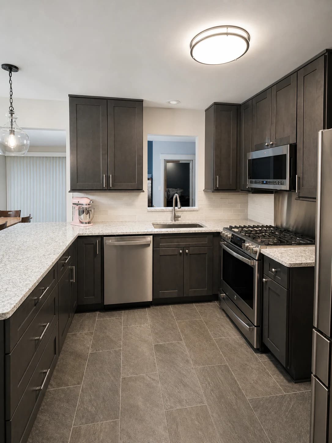 Completed DHR kitchen with charcoal Shaker cabinetry