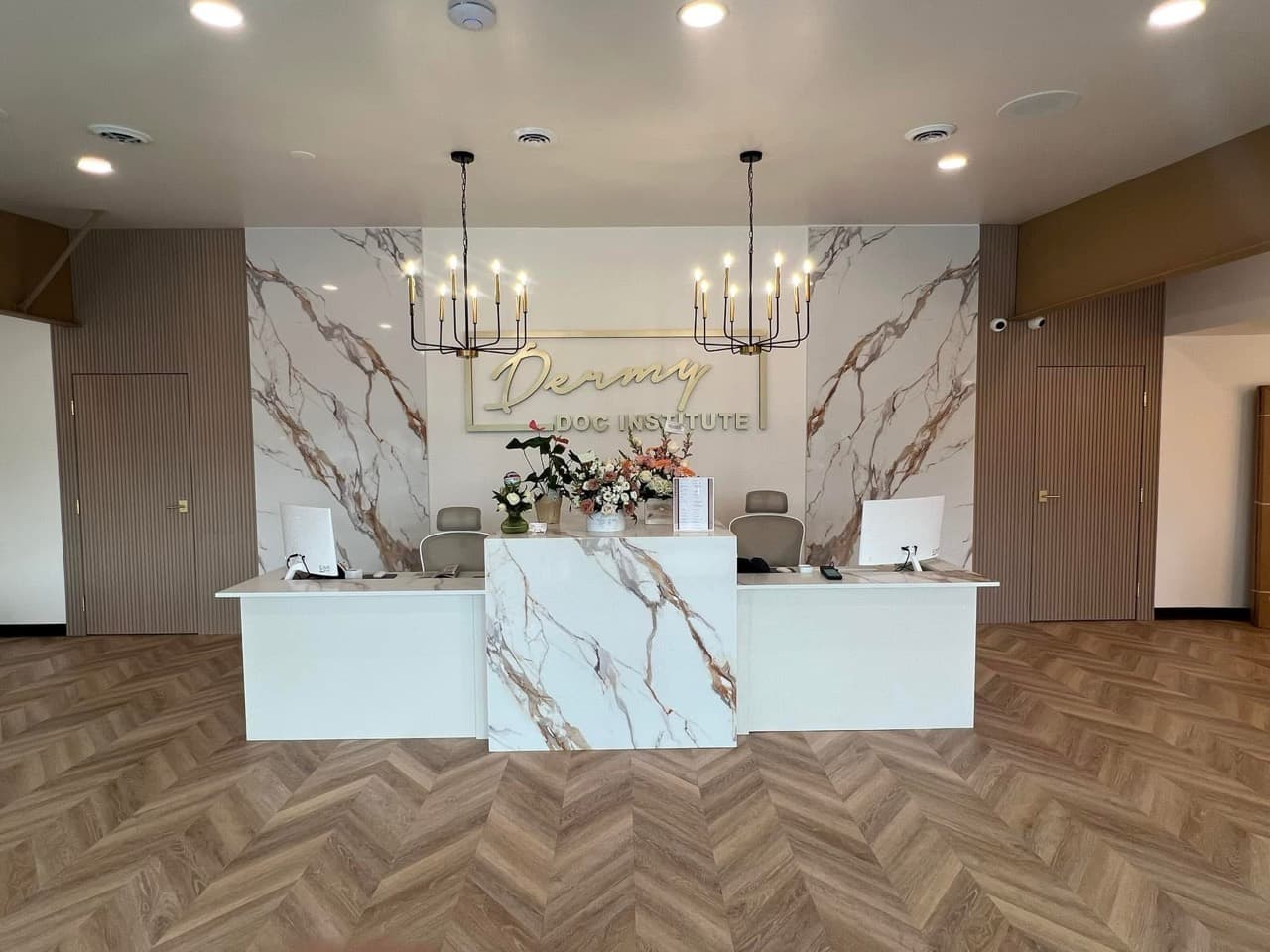 Completed DHR commercial reception and custom millwork