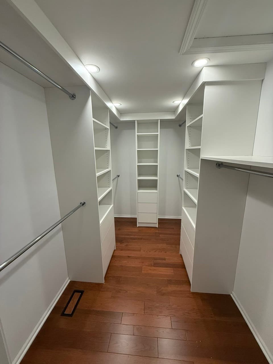 Walk-in closet storage system completed by DHR